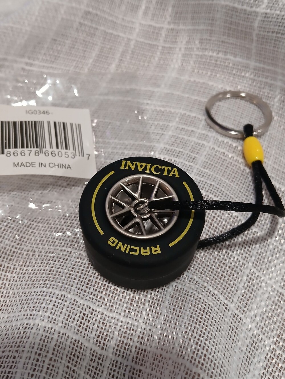 Invicta Black & Yellow Racing Wheel Key Chain/Keyring - NWT! GIFTABLE!